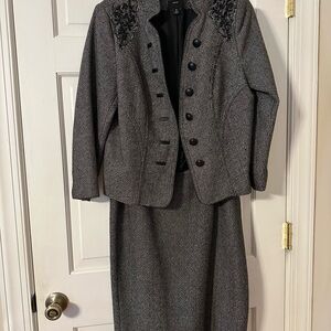 Insight Black tweed Women's Blazer and Skirt Set